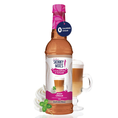 Jordan's Skinny Syrups Sugar Free Coffee Syrup, Irish Cream Flavor Drink Mix, Zero Calorie Flavoring for Lattes, Protein Shake, Food & More, Gluten Free, Keto Friendly, 25.4 Fl Oz, 1 Pack