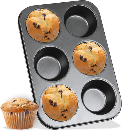 Jumbo Muffin Pan 6-Cups Cupcake Pan, Premium Large Muffin Tin for Baking, Non-Stick and Thickened Carbon Steel Jumbo Cupcake