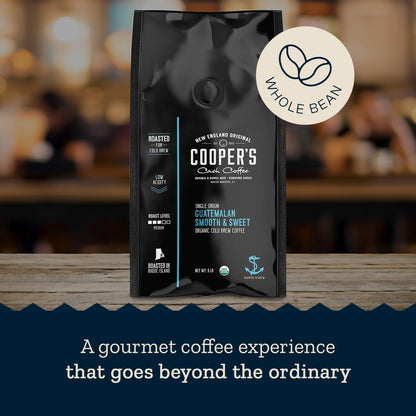 Organic Cold Brew Coffee - Guatemalan Coffee Beans Crafted For Cold Brewing - Whole Bean or Coarse Grind, Medium Roast, 5 lb