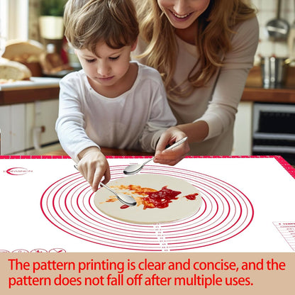 32x24" Silicone Pastry Mat for Rolling Dough Non Slip Non Stick Silicone Mats for Kitchen Counter Red