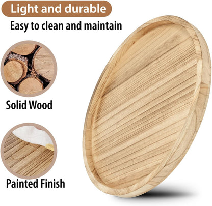 Round Ottoman Tray for Coffee Table Living Room Wood Serving Tray Large Wooden 20 Inches Rustic Torched