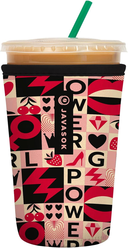 Sok It JavaSok Iced Coffee & Cold Soda Insulated Neoprene Cup Sleeve (Girl Power, Medium: 22-28oz)