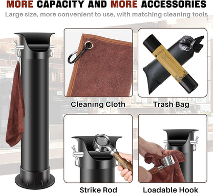 Espresso Coffee Knock Box for Barista Commercial Knock Box for Espresso Coffee Grounds Floor Standing Knock Box with Garbage Bags and Towels