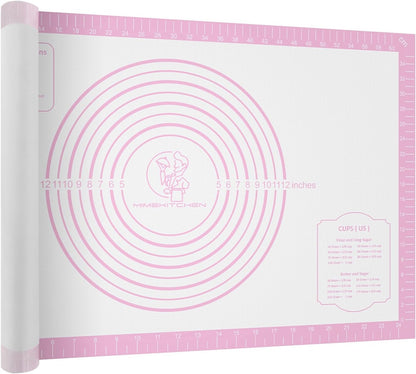 Non-stick Pastry Mat Extra Large with Measurements, Silicone Baking Mat, Kitchen Counter Mat, Dough Rolling Mat, Oven Liner, Fondant Mat, Pie Crust Mat Silicone Bread Mat
