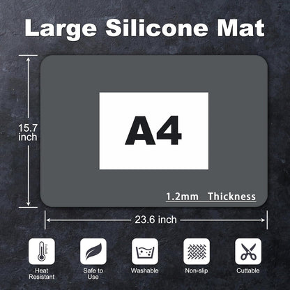 Silicone Mat for Kitchen Counter, Silicone Mat Trimable to Size (Dark Gray, 23.6×15.7inch-2PCS), BPA-Free Silicone Placemat, Heat-Resistant NonSlip Table Mat for Air Fryer, Countertop Protector Mat