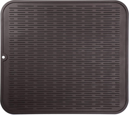 Silicone Dish Drying Mat for Multiple Usage,Easy clean,Eco-friendly,Heat-resistant Silicone Mat for Kitchen Counter or Sink,Refrigerator or Drawer Liner Coffee 2XL 24 inches x 18 inches