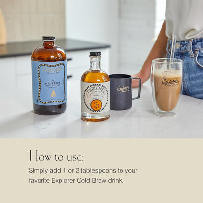 Explorer Caramel Coffee Syrup Flavor, All Natural Gluten Free Flavoring, with Himalayan Sea Salt for Drinks, Lattes, Cocktails & Shakes, 12.7 fl oz