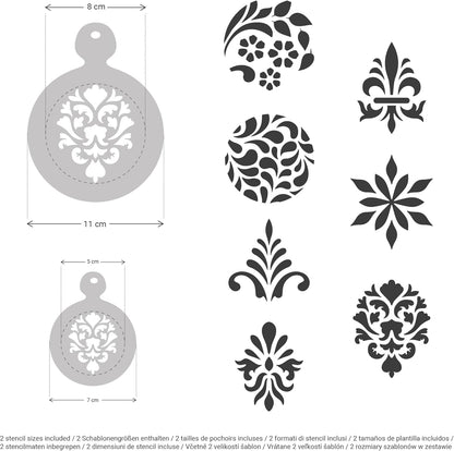 NAKLEO Coffee Stencils and Cookies Decoration 14Pcs 2.8”x2.8” and 4.3”x4.3”, Reusable Plastic Baking Templates, Ornament Pattern Decor, Barista DIY Art Craft, Capuccino Latte Chocolate Cake Biscuit