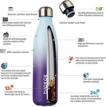 BJPKPK 25oz Insulated Stainless Steel Water Bottles,Sports Water Bottles Keep Cold for 24 Hours and Hot for 12 Hours,Ocean Dream