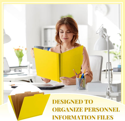 12 Pcs Classification Folders Letter Size, Back to School Supply for Teacher, Student, 3 Dividers Pressboard File Folder Bulk with 2 Fasteners, 3.5 Inch Expanding File Organizer (Yellow)