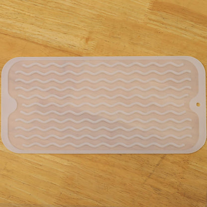 Silicone Dish Drying Mat for Multiple Usage,Easy clean,Eco-friendly,Heat-resistant Silicone Mat for Kitchen Counter or Sink,Refrigerator or Drawer Liner Translucent S 12 inches x 6 inches
