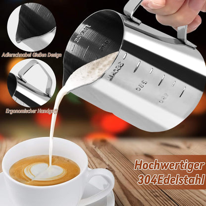 22Pcs Espresso Accessories Kit, 51mm Tamper Tool Espresso, Coffee Tamper with Espresso WDT Tool, Tamper Mat, Coffee Stirrer, Frothing Pitcher, Latte Art Pen and 16 Coffee Stencils, Latte Art Kit