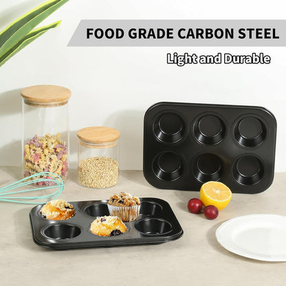Muffin Baking Pan 2-Pack, Nonstick Premium Carbon Steel Muffin Pan for Baking, Cupcake Tin Cheesecake Pans