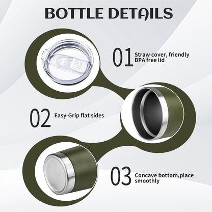 20oz Tumbler Bulk with Lid and Straw, Stainless Steel Double Wall Vacuum Insulated Travel Mug, Powder Coated Coffee Cups for Hot and Cold Drinks,Funny Gifts for Women Men(Navy Green,4)