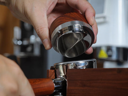51mm Espresso Distributor Tool KNODOS Rosewood Coffee Distributor Stainless Steel 51 mm Distribution Tool Leveler with Adjustable Depth Premium Espresso Machine Accessories