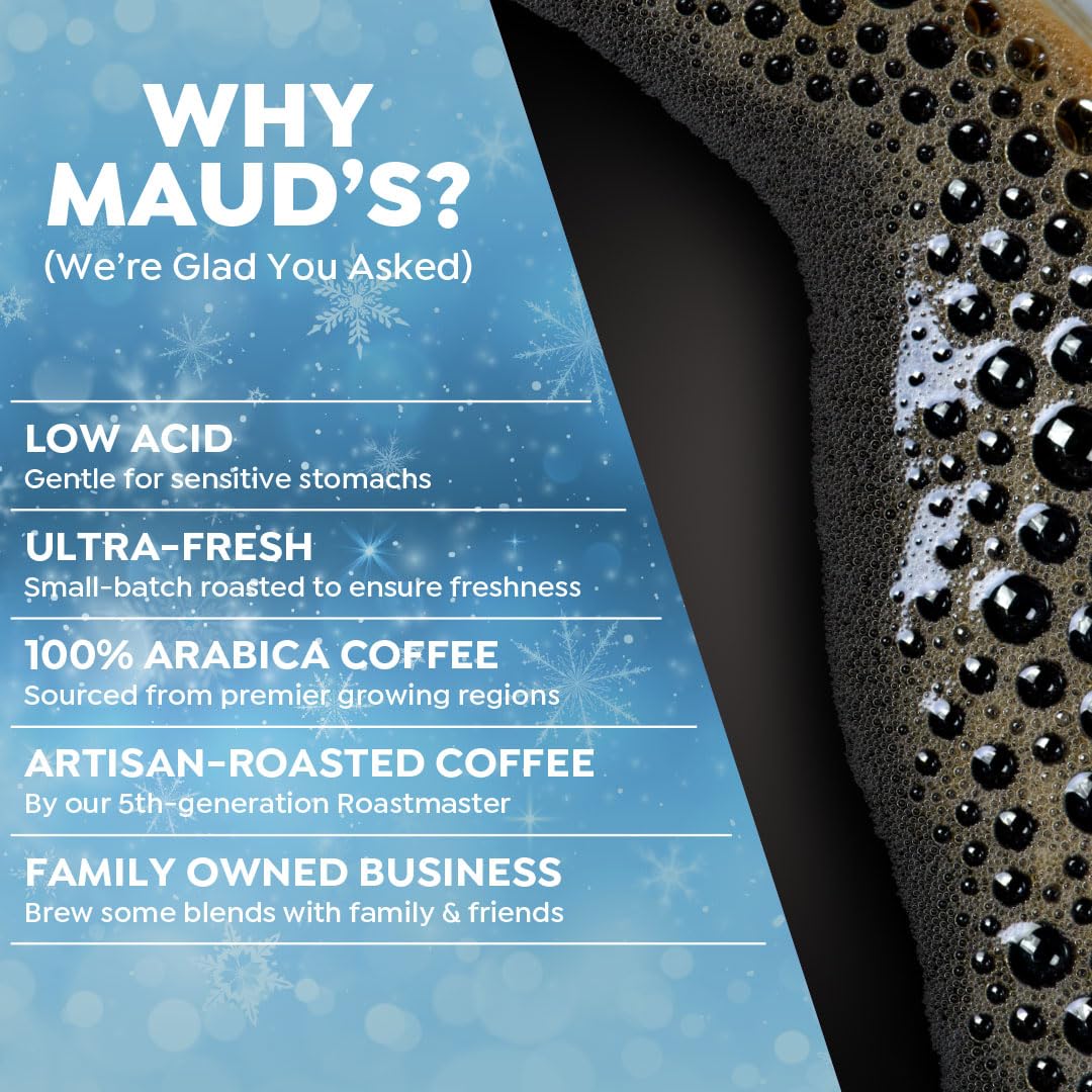 Maud's Holiday Blend Coffee Pods Variety Pack, 42 ct, 6 Assorted Flavors, Medium Roast Coffee in Recyclable Single Serve Pods – 100% Arabica Coffee, Compatible with Keurig K Cups Maker