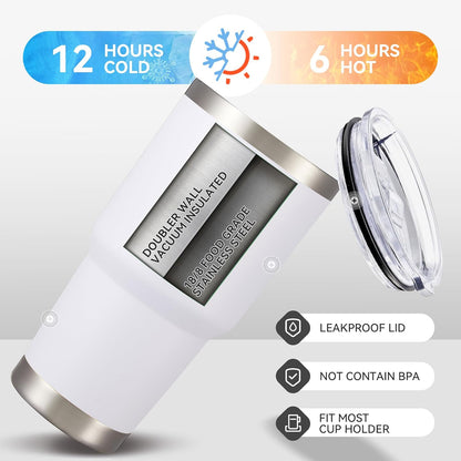 30 oz Tumbler with Lid Stainless Steel Tumblers Bulk Vacuum Insulated Cup Reusable Powder Coated Travel Mug Double Wall Leak Proof Cups Keep Cold Drinks for 12 Hours White, Set of 8
