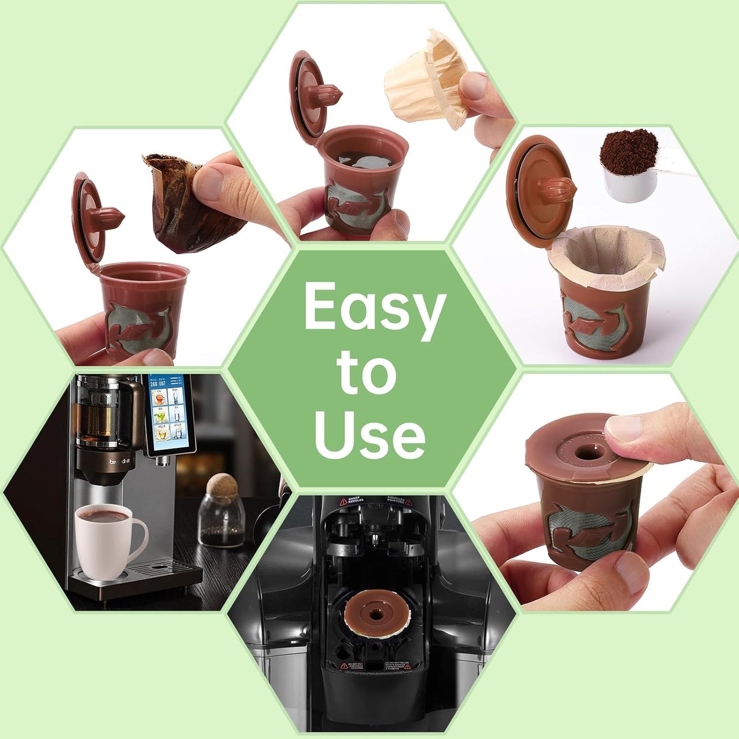 Aussen Disposable Coffee Paper Filters Replacement Kerig Filter Fit All Keurig Single Serve Filter Brands Compatible with Reusable Single Serve Pods Keurig Coffee Maker (Natural, 200pcs)