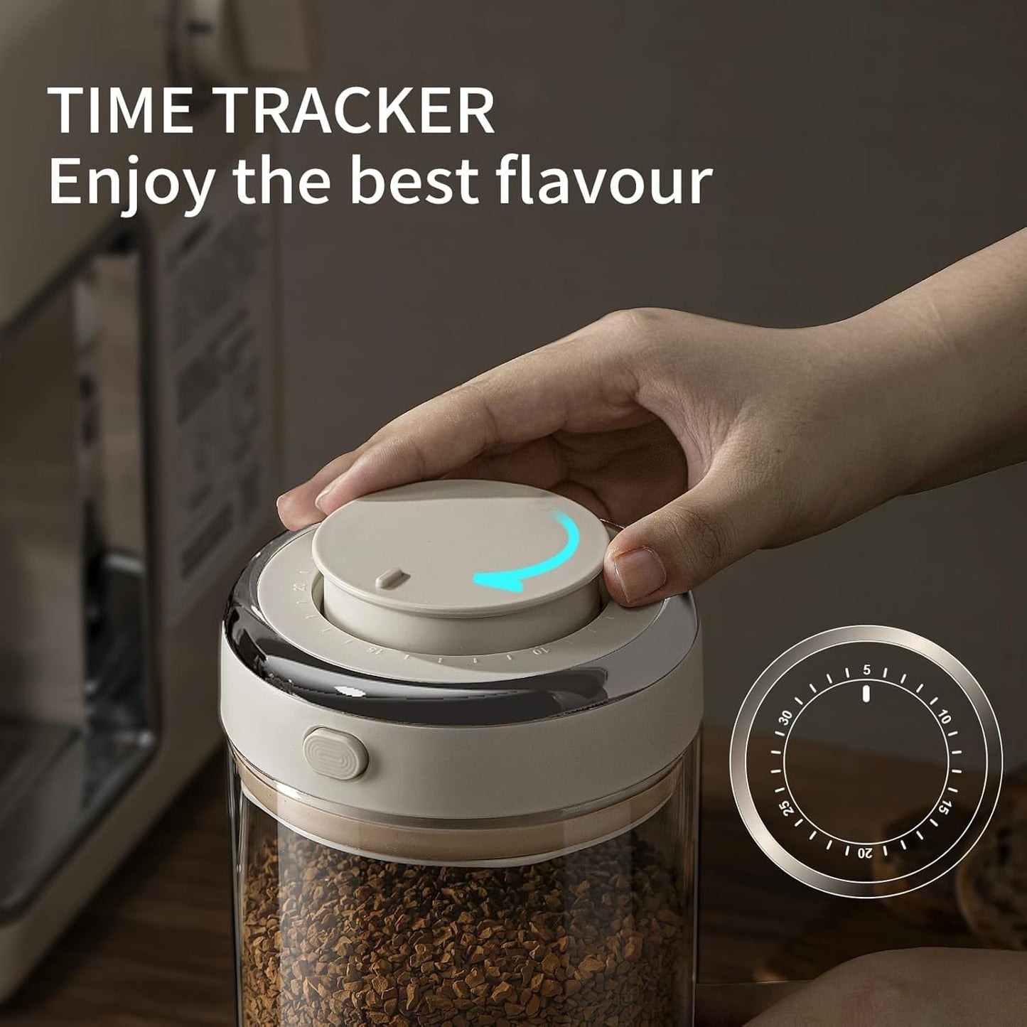 Coffee Canister with Premium Glass - Airtight Coffee Container with One-Way CO2 Valve and Freshness Tracker, Perfect for Coffee Bean Storage, 17oz/500ml