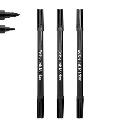 Dual Tips Food Coloring Pens，3PCS Black Color Food Grade and Edible Marker,Gourmet Writers for Decorating Fondant,Cakes, Cookies, Frosting, Easter Eggs, Thick Tip and Fine Tip, by Edibleink