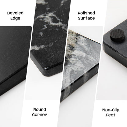 Black Marble Cutting Board For Kitchen, Large Marble Slab Pastry Board With Non-Slip Feet For Baking, Cheese, Charcuterie, Chocolate, 16x20 Inch