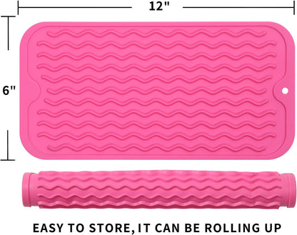 Silicone Dish Drying Mat for Multiple Usage,Easy clean,Eco-friendly,Heat-resistant Silicone Mat for Kitchen Counter or Sink,Refrigerator or Drawer Liner Rose S 12 inches x 6 inches