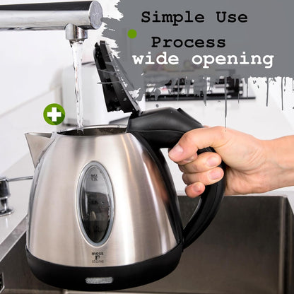 Moss & Stone 1.2L Stainless Steel Small Electric Kettle, Cordless 1500w Fast Boiling Pot, Portable Hot Water Electric Tea Kettle With Boil Dry Protection & Auto Shut-Off