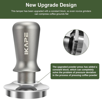 IKAPE 58.5mm Espresso Tamper, Premium Barista Coffee Tamper with Calibrated Spring Loaded, 100% Stainless Steel Base Tamper Compatible with Espresso Machine Rancilio, Gaggia Bottomless Portafilter