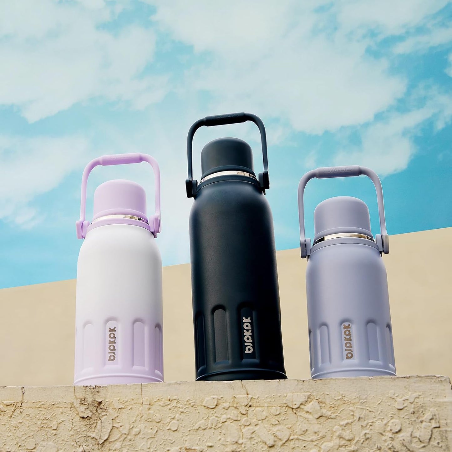 BJPKPK Insulated Water Bottle 40oz Stainless Steel Water Bottles with Handle and Lid Dishwasher Safe Metal Thermos for Sports,Purple Pearl