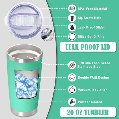 20 oz Tumbler Coffee Tavel Tumblers Bulk with Lid Stainless Steel Double Wall Vacuum Insulated Mug Powder Coated Cups fit Car Cupholder for Hot and Cold - Light Blue, 1Pack