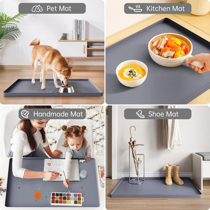 FLATO Waterproof Under Sink Mat 40" x 19" Shelf Liner for Kitchen and Bathroom, Cabinet Protector, Organizers and Storage, Flexible Silicone Drip Tray