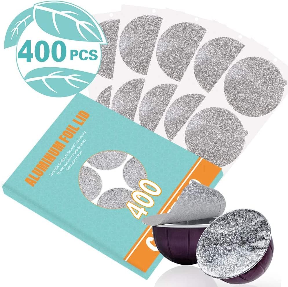 CAPMESSO Aluminum Foils Lids to Reuse Vertuoline Capsules Coffee Pods Compatible with Nespresso VertuoLine Machine 64mm(400/package)