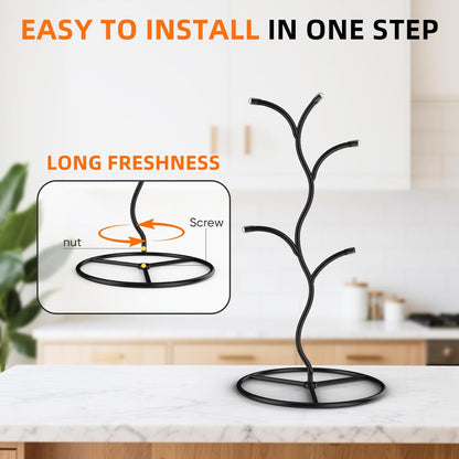 2 Pack Mug Holder, Metal Coffee Mug Holders Tree, Decorative Mug Rack, Mug Cup Tree for Kitchen Decor Organizer, Black