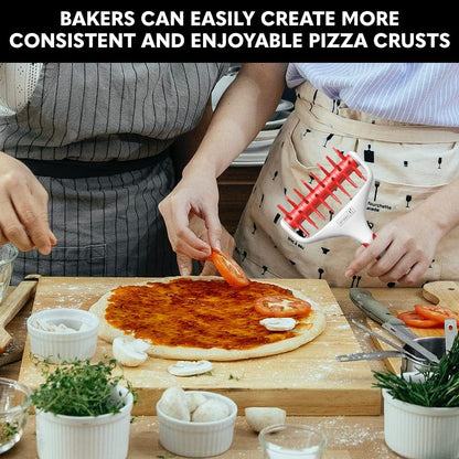 Orblue Pizza Dough Docker, Pastry Roller with Spikes, Pizza Docking Tool for Home & Commercial Kitchen - Pizza Making Accessories that Prevent Dough from Blistering, Red