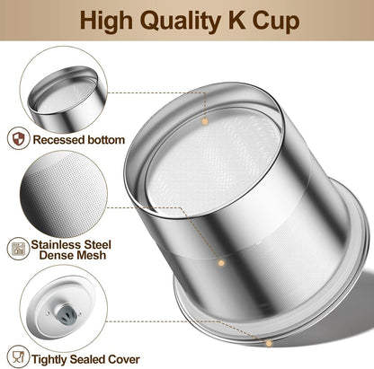 RETHONE Reusable K Cup for Keurig: Stainless Steel K Cup Coffee Pods Compatible with Keurig 1.0 & 2.0 Coffee Makers Machine, BPA-Free Refillable Coffee Filters with Tight Seal, Easy to Clean