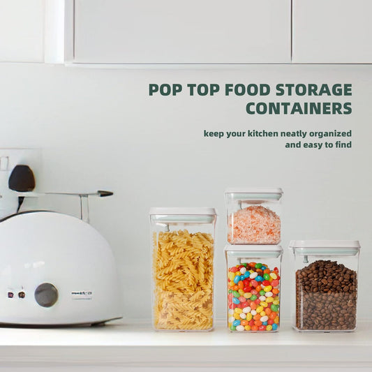 Pop Airtight Containers for Food Storage, Leakproof Air Tight Containers Pantry Storage Containers with Lids - Set of 2 (2.0Qt&0.9Qt)