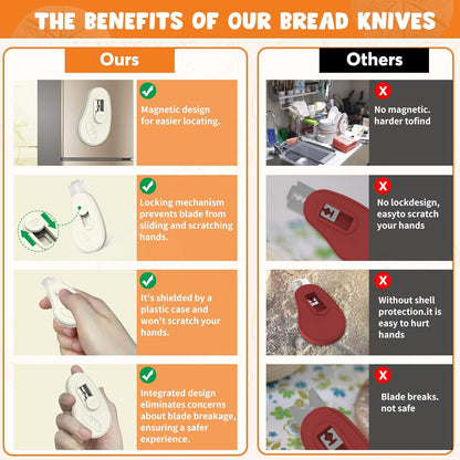 Extractable & Magnetic Bread Lame Dough Scoring Tool - Professional Sourdough Scoring Tool - Sourdough Bread Baking & Bread Scoring Tool - Scoring Patterns booklet & 5 Razor Blades (Cream)