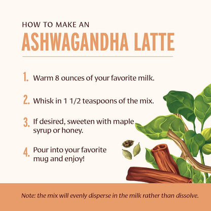 Banyan Botanicals Ashwagandha Latte – Caffeine-Free Organic Herbal Latte Mix – Instant Herbal Adaptogen Drink for Energy, Relaxation, and Nourishment* – 4.2 oz – Non-GMO Sustainably Sourced Vegan
