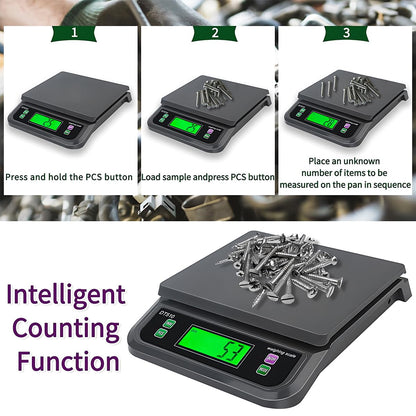 66LB 30kg Large Digital Kitchen Scale Food Scale for Baking Cooking Bread Meat Scales with Tare and Prep Counting LCD Display with Adapter, 6 Unit (Grey, 30kg)