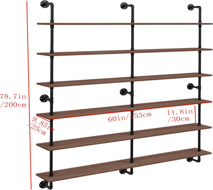 Floating Shelves for Wall Living Room Shelves Bookshelf Industrial Pipe Shelving Shelf Real Wood Planks 60 inch Rustic Wall Shelves Hanging Bookshelves Farmhouse Kitchen Bar Shelving