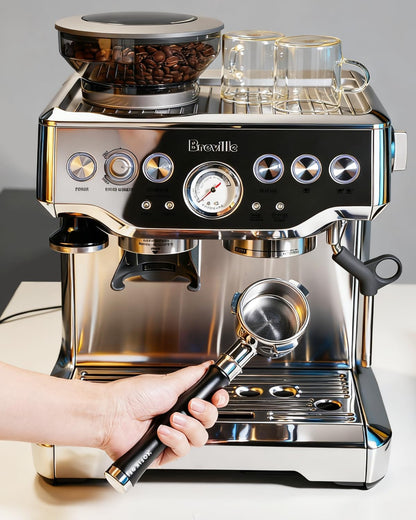 54mm Bottomless Portafilter, 3 Ears Bottomless Naked Portafilter Compatible with Breville/Sage Barista Express BES870/876/878/880/881/450/500/810/840, with Puck Screen and 18g Filter Basket
