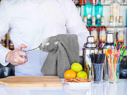 Utopia Towels Kitchen Bar Mops, Pack of 12, 16 by 19 Inches, 100% Cotton Super Absorbent Grey Towels, Multi-Purpose Cleaning Towels for Home and Kitchen Bars