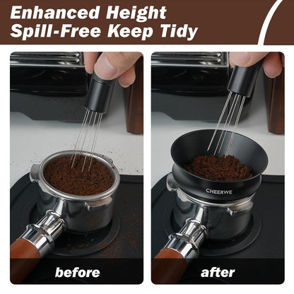 58mm Magnetic Espresso Dosing Funnel, Espresso Coffee Dosing Ring, 25mm Anodized Aluminum Dosing Funnel with 8 Magnets Compatible with 58mm Portafilter