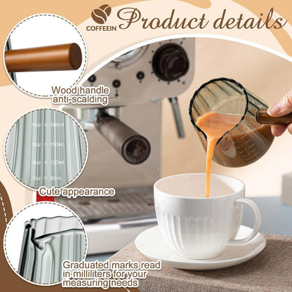 Espresso Shot Glass with Handle, 6 Oz/180 ml Espresso Cups with Single V-shaped Mouth, Measuring Cup for Milk Tea Coffee Bar Accessories(Gray,1 Pcs)