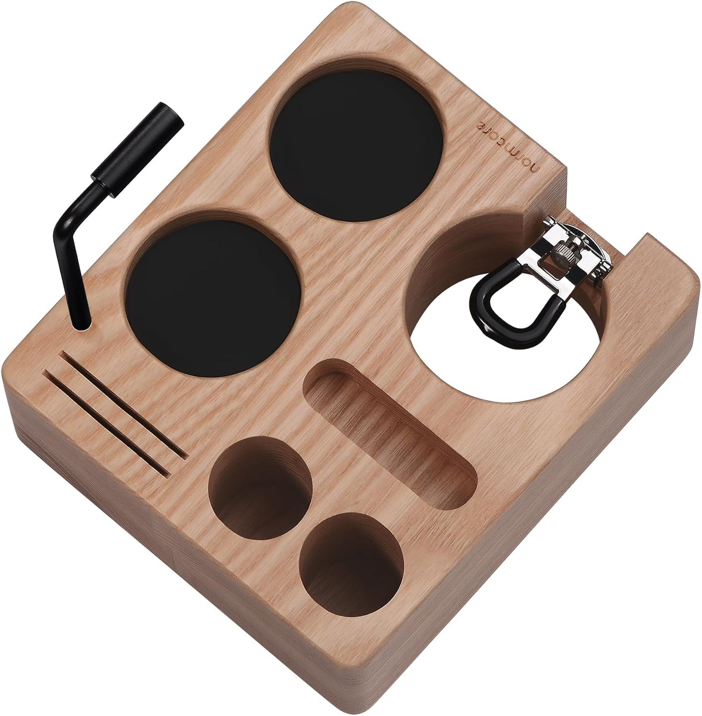 Normcore Compact Tamping Station, Tamper WDT Holder Portafilters Stand, Espresso Accessory Tool Organizer For 51mm 54mm Machine, Adjustable Height, Solid American Ashwood