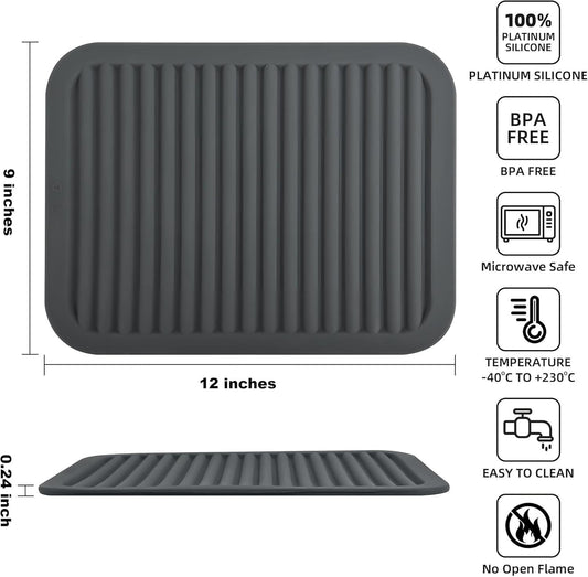 Trivets for Hot Dishes, Silicone Trivets for Hot Pots and Pans, Heat Resistant Hot Pads for Kitchen Counter, 2 Pcs Multi-Purpose & Versatile Trivet Mat (9"x12")(Light Grey)