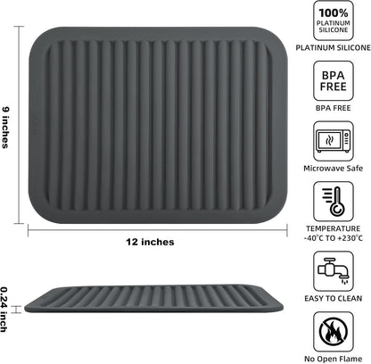 Trivets for Hot Pots and Pans, Large Black Silicone Trivets, Multi-Purpose Silicone Mat for Countertops, Heat Resistant, Set of 2