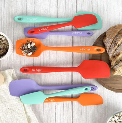 Elihome Chef Series 3 Piece Silicone Spatula Set - 600°F Heat Resistant Non Stick Rubber Kitchen Scraper Spatulas for Cooking, Baking, and Mixing – BPA Free and LFGB Certified Silicone (Orange)