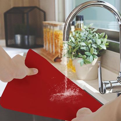 Silicone Mat for Kitchen Counter, Silicone Mat Trimable to Size (Red, 15.7×11.8inch-2pcs), BPA-Free Silicone Placemat, Heat-Resistant NonSlip Table Mat for Air Fryer, Countertop Protector Mat