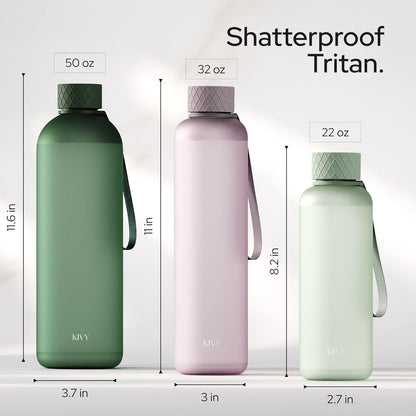 KIVY Slim Water Bottle 50oz [Lightweight & Shatterproof] - Reusable Tritan Water Bottle - Leak Proof Water Bottle for Women & Men - No Spill - Dishwasher Safe
